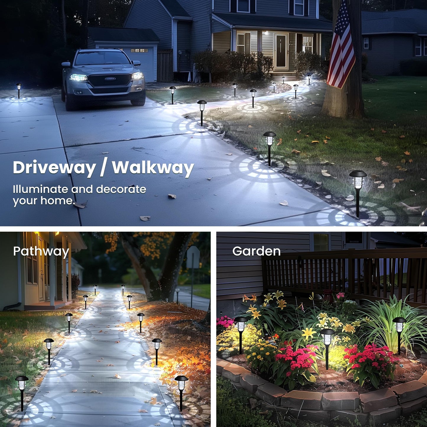 SOLPEX Solar Lights for Outside, Solar Outdoor Pathway Garden Lights Waterproof, Solar Powered Landscape Lighting for Yard, Garden, Pathway, Patio, Porch, Walkway, Driveway, 8 Pack(Cold White)