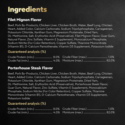 Cesar Wet Dog Food Classic Loaf in Sauce Filet Mignon and Porterhouse Steak Flavors Variety Pack, 3.5 oz. Easy Peel Trays (12 Count, Pack of 2)