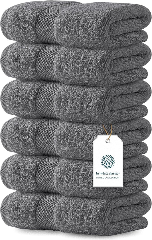 White Classic Luxury Dark Gray Hand Towels