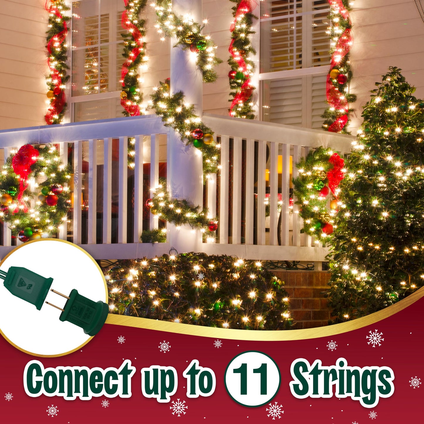 Clear Warm White Christmas Tree Lights - 6.3 ft String of 35 Incandescent Mini Bulbs Multifunctional Lighting Modes, for Decorative, Bedroom, Outdoor, Xmas Twinkle Lights with Green Wire Total 6.6 ft