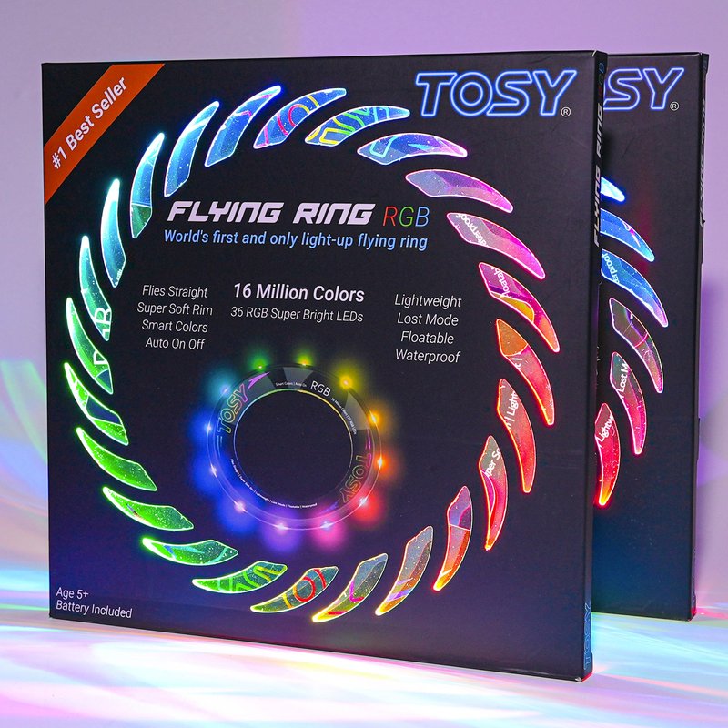 TOSY Flying Ring - 12 Monocolor LEDs, Super Bright, Lost Mode, Auto Light Up, Easter Basket Stuffers Gift for Kid/Teen/Boy/Girl, Safe, Waterproof, Pool/Beach/Camping Toy (Green)