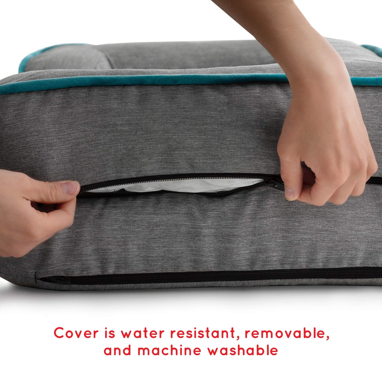 Brindle Orthopedic Memory Foam Pet Bed with Wrap Around Bolster - Plush Dog and Cat Bed - Removable Velvet Cover