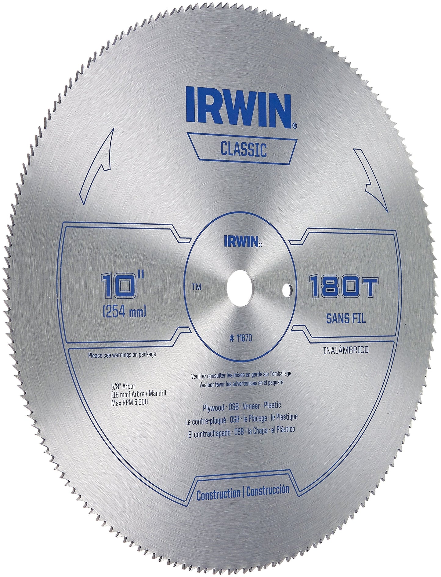 Irwin Tools IRWIN 10-Inch Miter Saw Blade, Classic Series, Steel Table (11870)