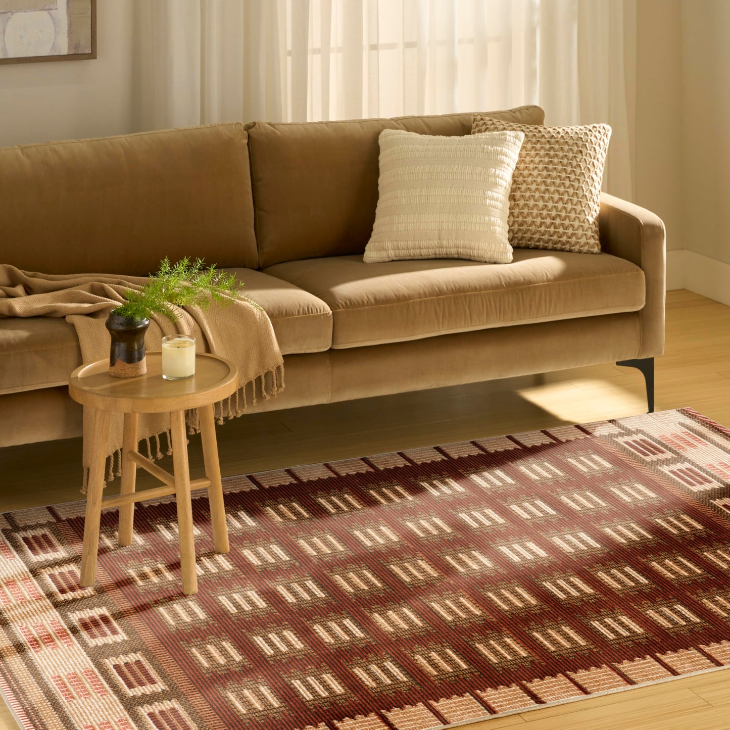Nourison Home Nordic Rust 4' x 6' Area Rug - Easy Clean, Non Shedding, Bed Room, Living Room, Dining Room, Kitchen (4' x 6')