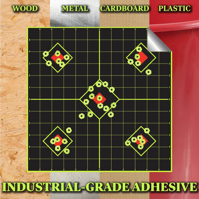 12"x12" Sight in Adhesive SPLATTERBURST Shooting Targets - Instantly See Your Shots Burst Bright Fluorescent Yellow Upon Impact! (10 Pack)