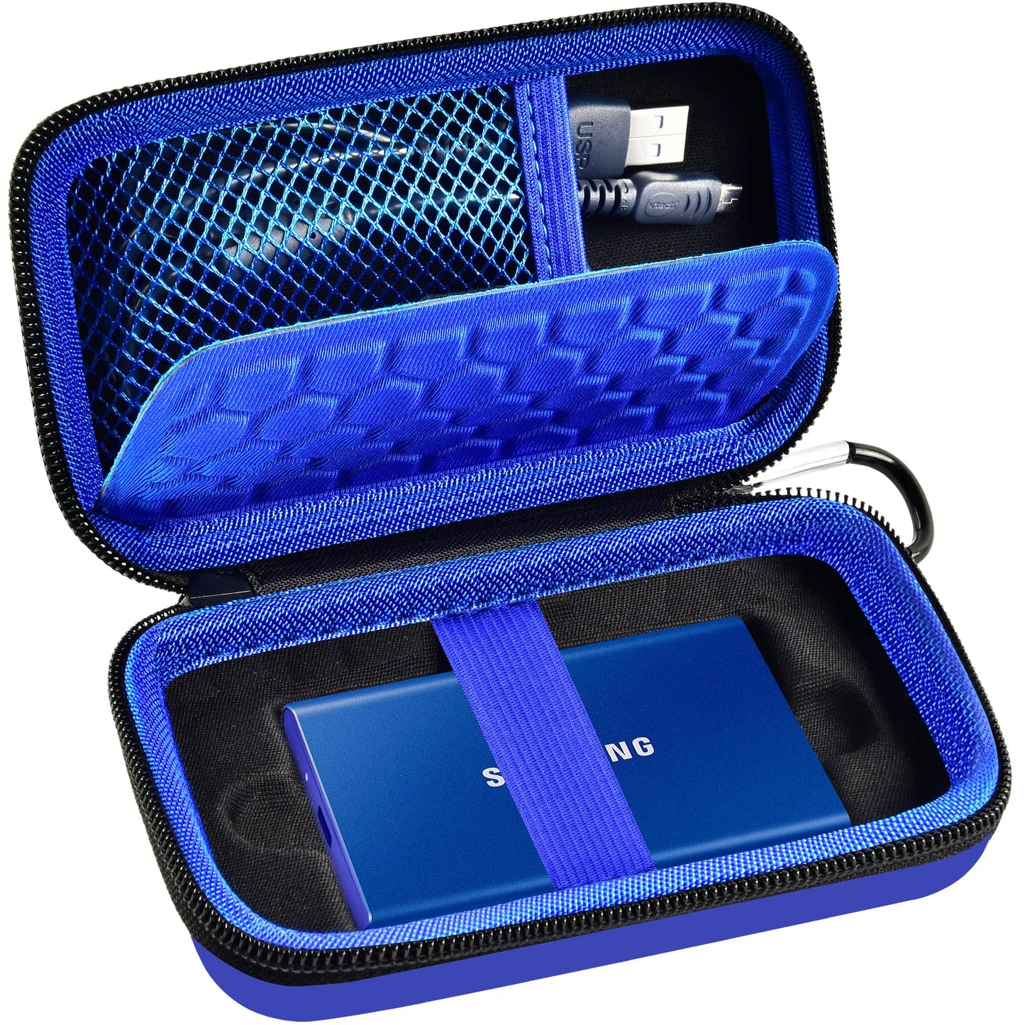 Case Compatible with Samsung T7/ T7 Touch Portable SSD 1TB 2TB 500GB USB 3.2 External Solid State Drive, Travel Carrying Storage Organizer Fits for USB Cables and More Accessories-Box Only (blue)