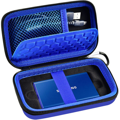 Case Compatible with Samsung T7/ T7 Touch Portable SSD 1TB 2TB 500GB USB 3.2 External Solid State Drive, Travel Carrying Storage Organizer Fits for USB Cables and More Accessories-Box Only (blue)