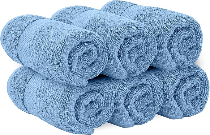 White Classic Luxury Light Blue Hand Towels