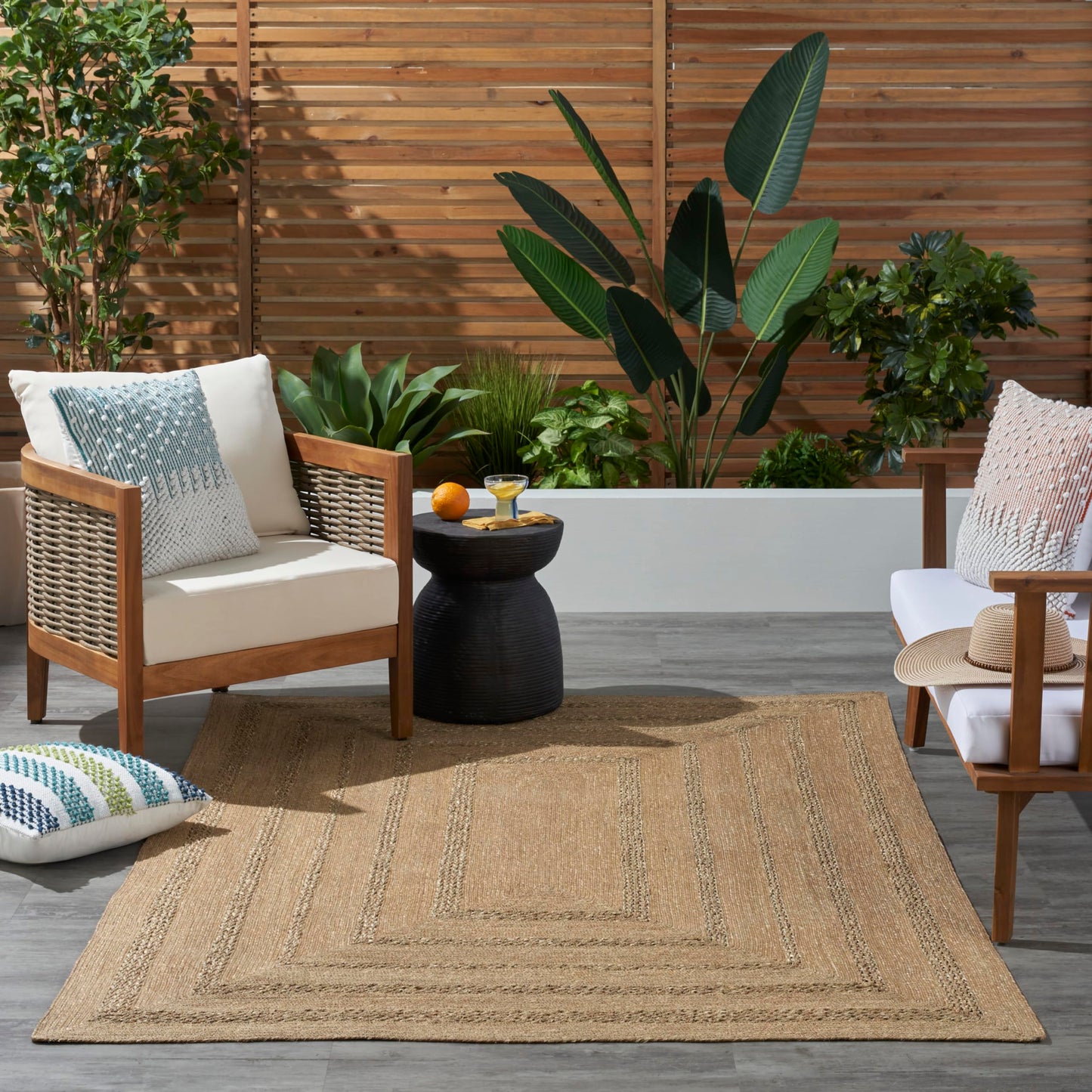 Nourison Home Natural Seagrass Natural 4' x 6' Area Rug - Easy Clean, Non Shedding, Bed Room, Living Room, Dining Room, Kitchen (4' x 6')