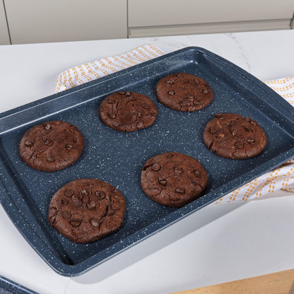 Russell Hobbs Nightfall Stone Baking Trays - Set of 2, 38cm Non-Stick Oven Tray, Lightweight, Oven Sheet for Biscuits, Cookies and Chips, Easy Clean, Durable Carbon Steel Bakeware, PFOA Free