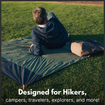 ECCOSOPHY Sand Proof Beach Blanket - Waterproof Picnic Blanket 60x55-Outdoor Compact Pocket Blanket-Lightweight Ground Cover for Hiking, Camping, Festivals, Sports, Travel-with Bag & Stakes (Olive)