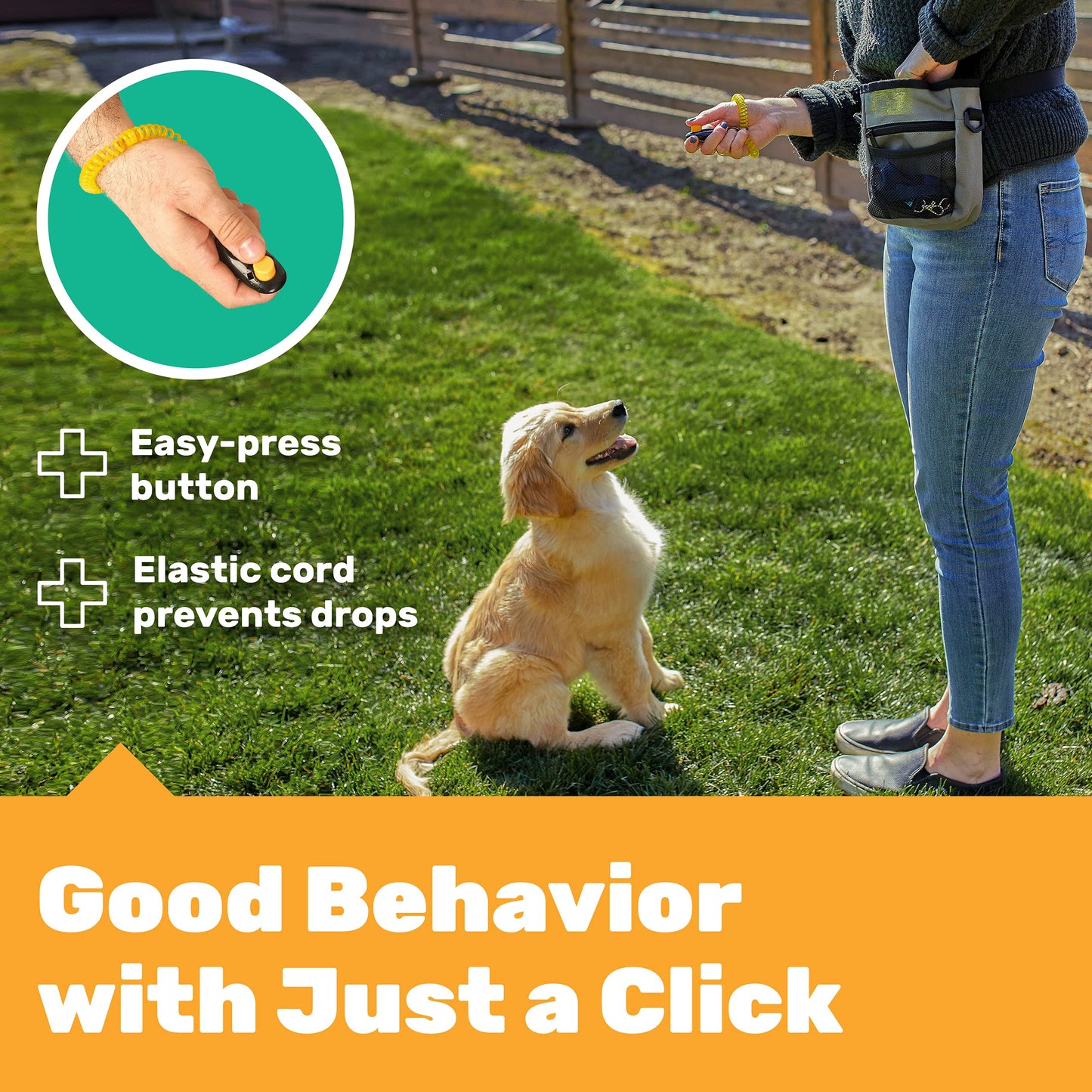 AMZpets Dog Training Set, Puppy Supplies Starter Kit with Dogs Clicker, Treat Pouch Bag, Housetraining Door Bells, Ultrasonic Whistle, for Teaching Pet Commands, Bark Control, and Potty Training