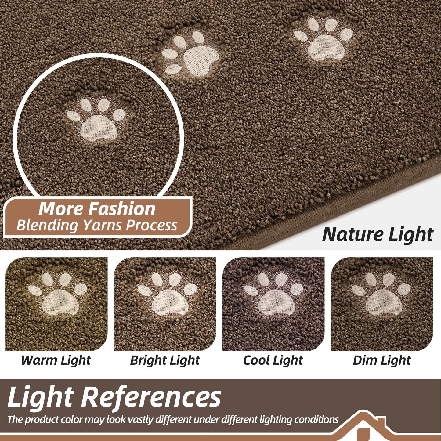 BEQHAUSE Dog Door Mat for Mud Paws Dirt Trapper Doormat Non-Slip Entryway Rugs Absorbent Welcome Mat Washable Indoor Floor Mat Low-Profile for Front Door, 36" x 60", Brown