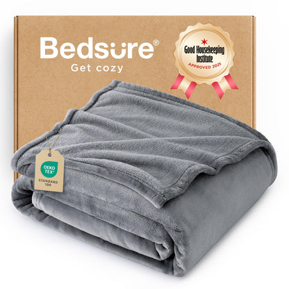 Bedsure Fleece Throw Blanket for Couch Grey - Lightweight Plush Fuzzy Cozy Soft Blankets and Throws for Sofa, 50x60 inches