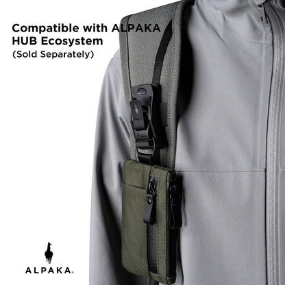 ALPAKA Zip Pouch Pro X-Pac VX21 - Slim Zipper Wallet with RFID Blocking, ID Card Holder, YKK Zippers Multi-tool Slot, Weatherproof Fabric Small Tech Pouch for Men Travel (Dark Green)