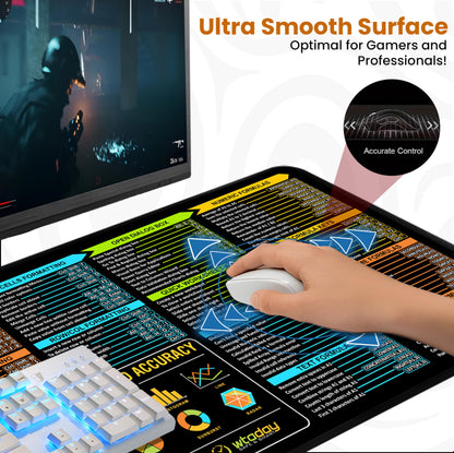 Excel Shortcuts Mouse Pad - Extended XL Office Keyboard Mat (31.5" x 11.8") Inch, Excel Mouse Pad Shortcuts, Stitched Edges | Non-Slip Base Excel Cheat Sheet Desk Pad