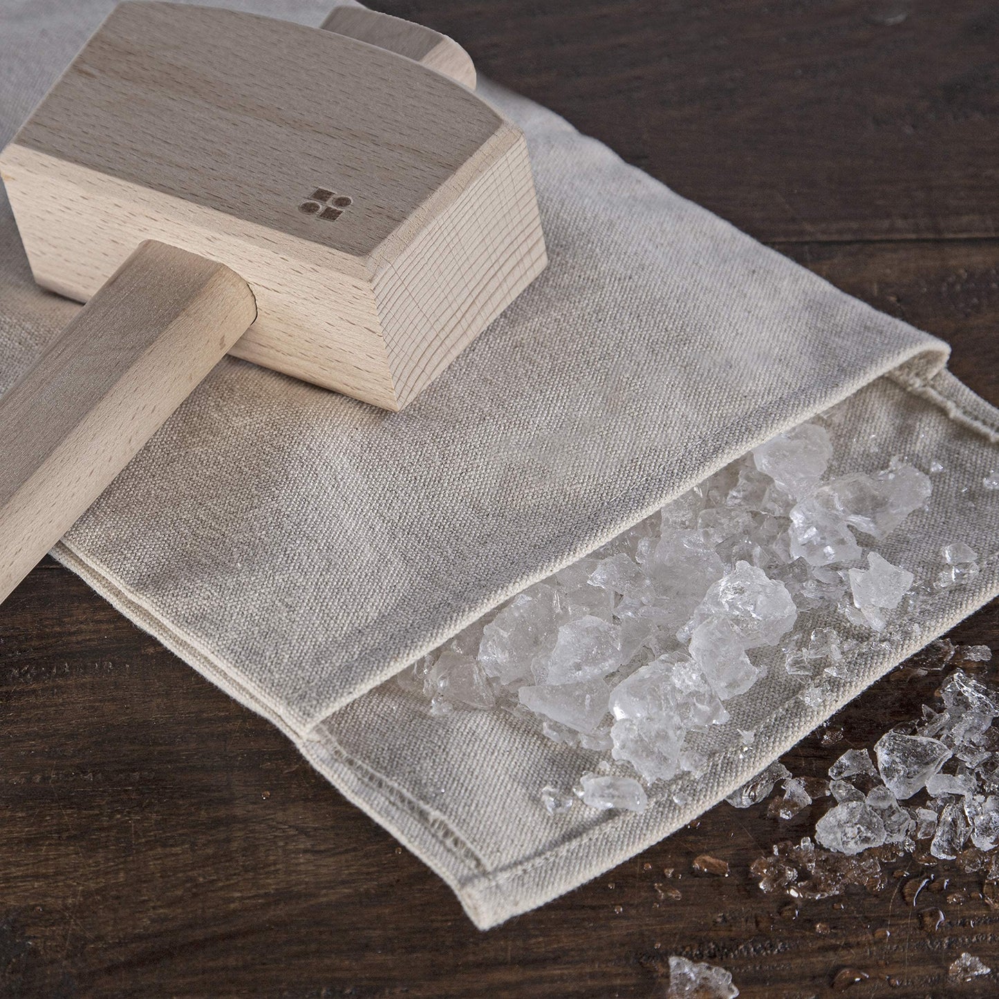 glacio Ice Mallet and Lewis Bag Set – Wooden Hammer & Heavy Duty Canvas Bag for Crushed Ice | Reusable Bar Tool for Whiskey Cocktails Mojitos Home Bartending Essentials