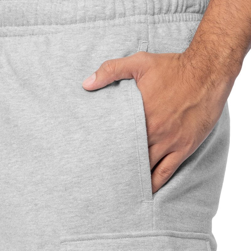Fruit of the Loom Men’s Fleece Cargo Shorts, Light Grey Heather, Large