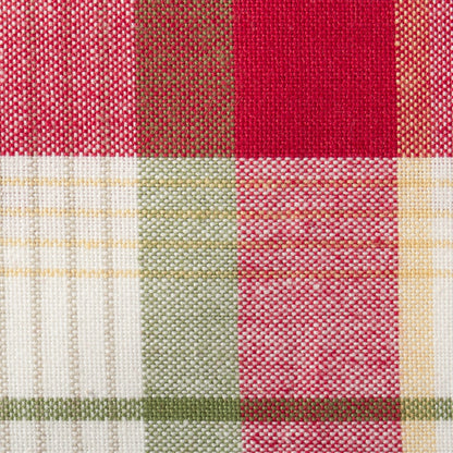 DII Orchard Plaid Collection Linen Tabletop Essentials, Table Runner, 14x72, Taupe/Red