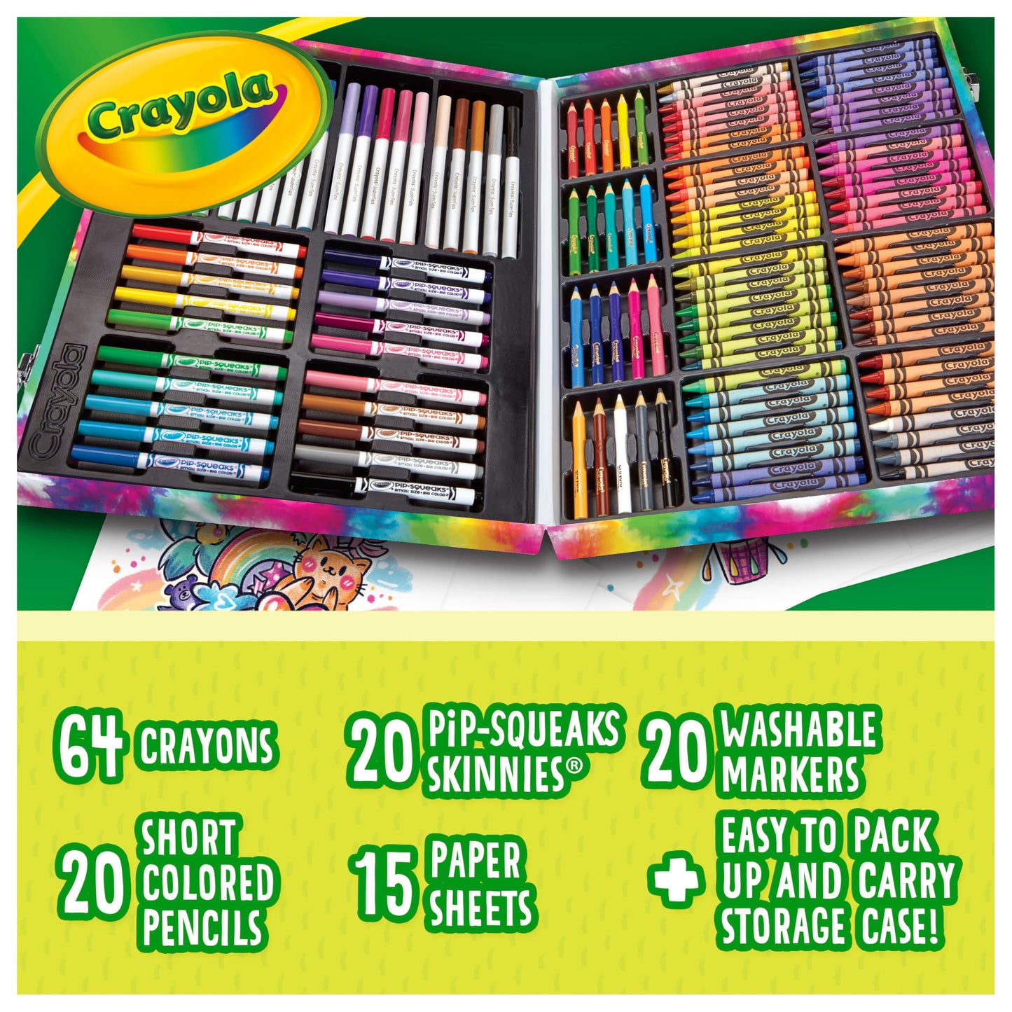 Crayola Inspiration Art Case Coloring Set - Tie-Dye (140ct), Art Supplies Set For Kids, Travel Drawing Kit, Holiday & Christmas Gift for Girls & Boys, Ages 5+ [Amazon Exclusive]