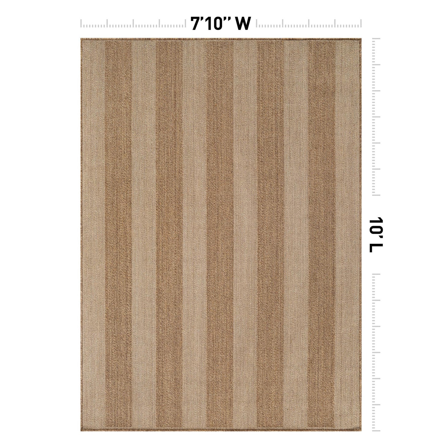 Rugshop Striped Indoor Outdoor Flat Woven Area Rug,Natural Jute-Style,Easy-Care Patio Rug for Backyard Porch Deck Balcony, 7'10" x 10' Sand/Natural