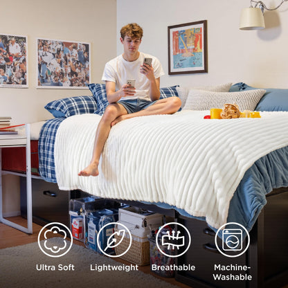 Bedsure GentleSoft White Throw Blanket for Couch - Cozy Blanket for Women, Cute Fleece Throws for Girls Sofa Couch Cover, Birthday Gifts for Women, Room Fall Halloween Decor, Off White, 50x60 Inches