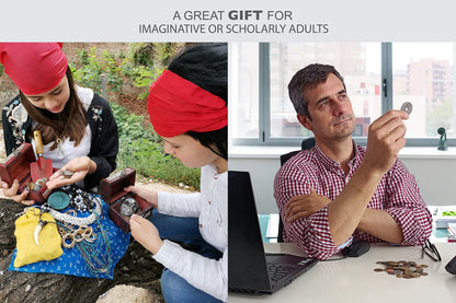 IMPACTO COLECCIONABLES Coin Collection - World Currency Treasure Chest with 2Lb. - Collectible Circulated Coins - 4.7 x 3.5 x 3.5 Decorative Wooden Box - Antique Coins for Collectors (COA Included)