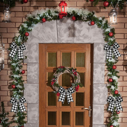 WILLBOND 12 Pieces Buffalo Plaid Bows Burlap Decorative Velvet Bows for Wreaths for Gift Wrap Christmas Party Decoration(Black and White,6 x 6 Inch)