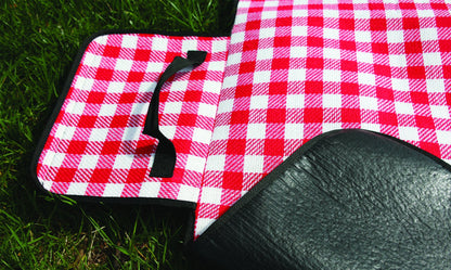 Camco Classic Red & White Checkered Picnic Blanket with Waterproof Backing - Includes Convenient Carry Strap | Comfortable and Durable Material | Measures 51" x 59" - (42803)