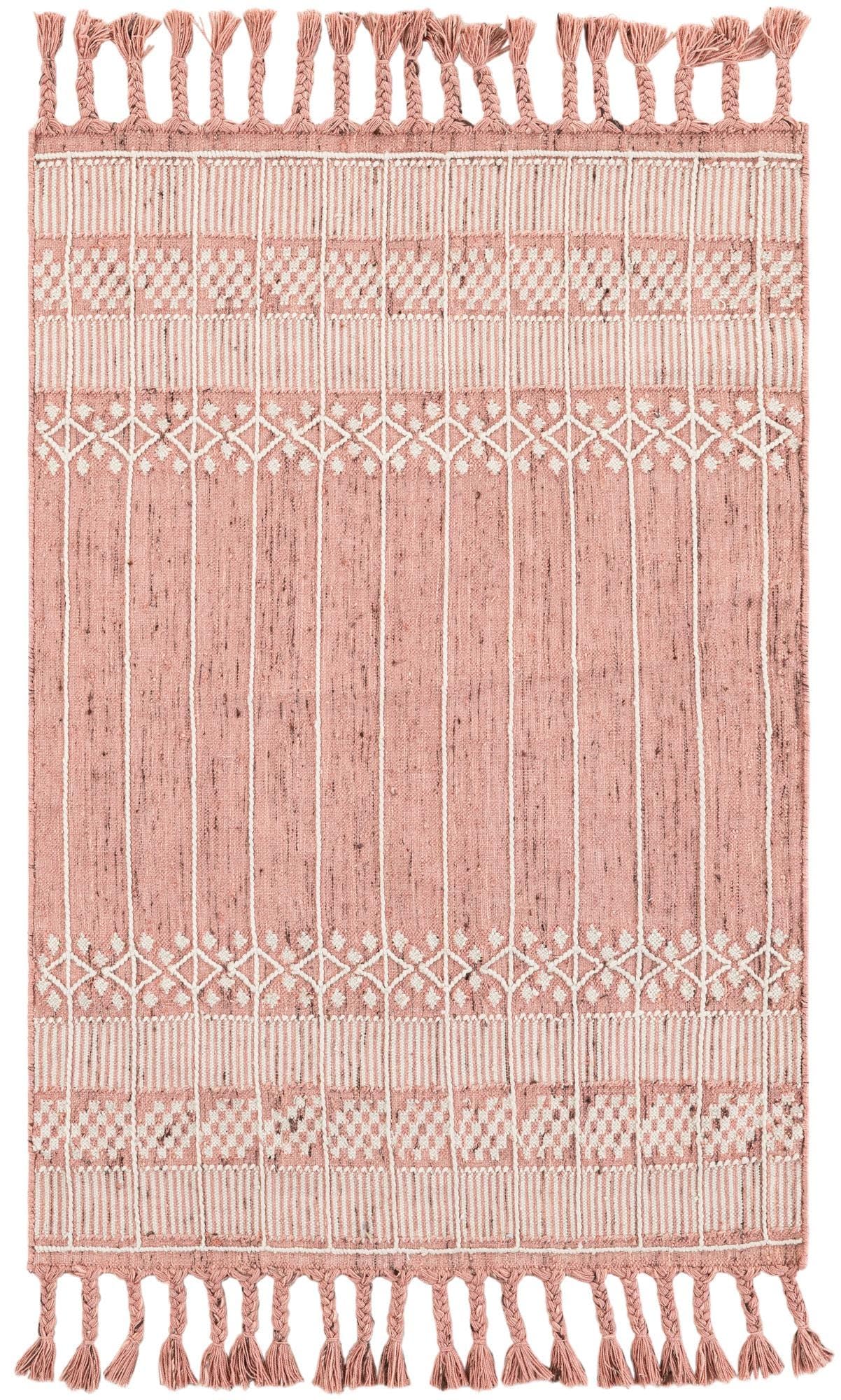 Rugs.com - Eco Bohemian Indoor Outdoor Rug – 4' 1 x 6' 1 Soft Pink Washable Indoor/Outdoor Rug – Eco-Friendly Recycled Material for Patios, Porches, and Entryways
