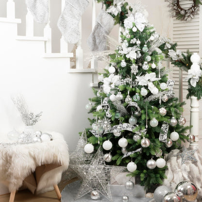 SLKING STORE SLK 16-Pack Artificial Glitter Berry Stem Ornaments, Christmas Decorative Glittery Twigs, Picks, Branches for Tree, Wreath, Small Vase, Halloween Party (White)