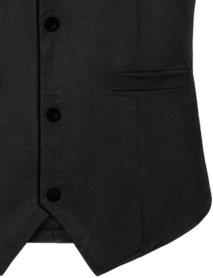 KAIPUTE Western Cowboy Costume Men's Vest Hat Belt for Adult Halloween Party Cosplay Black