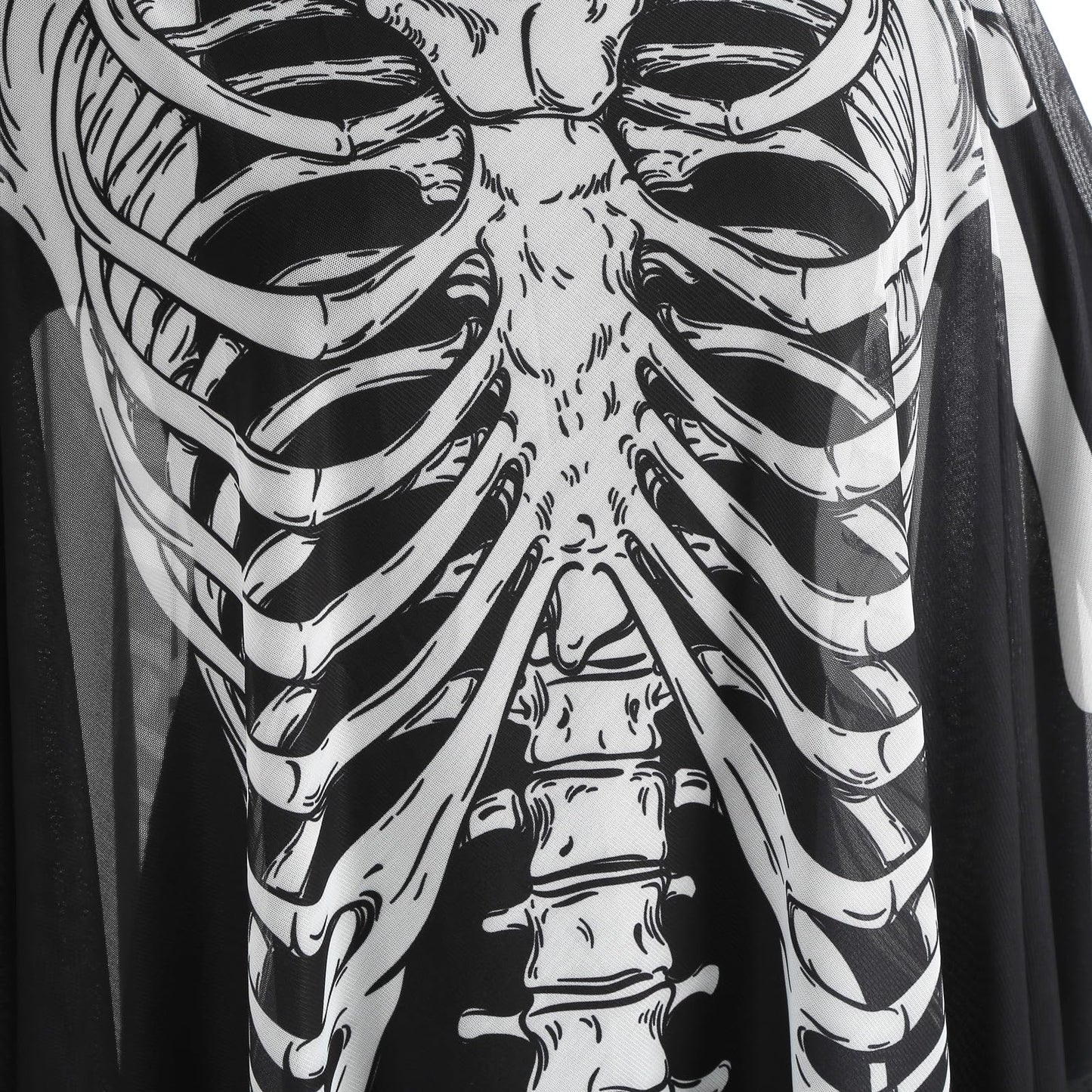 GRAJTCIN Halloween Skeleton Costume for Women Lace Poncho Day of The Dead Costume Plus Size Skull Spider Cape- 3D Skeleton(Black)