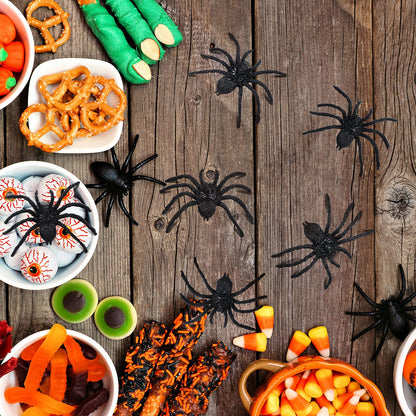 Skylety 30 Pieces Halloween Realistic Plastic Spider Toys Plastic Spider Black Scary Spiders Fake for Boys Teens Adults Halloween Prank Props(3.14 X 2.36 Inch)