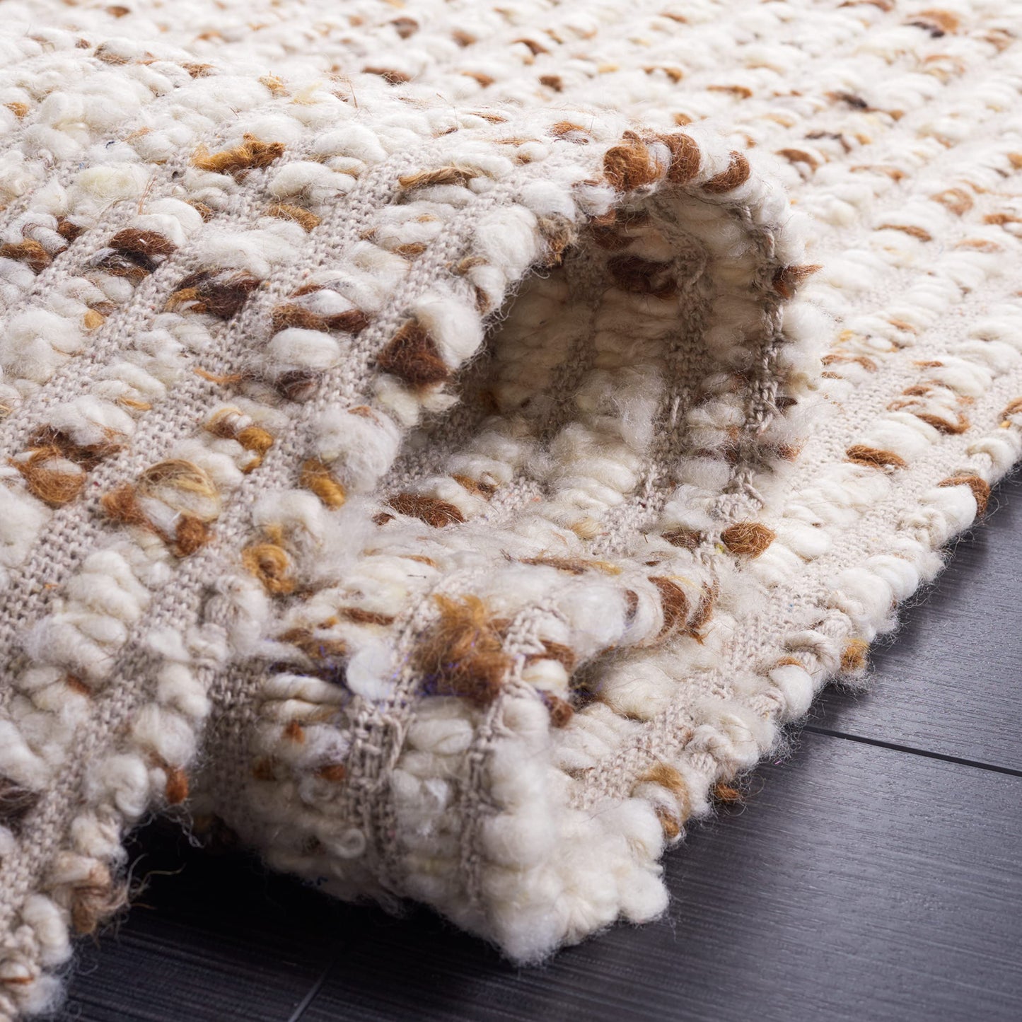 SAFAVIEH Area Rug 8x10 - Natura Collection - Large - Ivory & Beige, Handmade Flat Weave Wool & Jute, Ideal for Living Room, Bedroom, Dining Space (NAT331B)