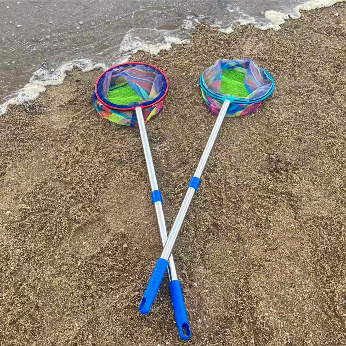 LPEIEB Fishing Net 2-Piece Set Heavy-Duty Landing Net Stainless Steel Handle Fishing Net for Catching and Releasing Fish, Shrimp, and Frogs