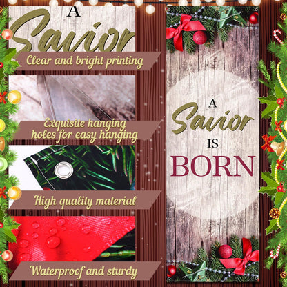 Hosuly 4 Pcs Christmas Church Banners with Scripture Church Banners for Sanctuary Wall Worship Holiday Inspirational Religious Praise Hanging Signs for Xmas Decor