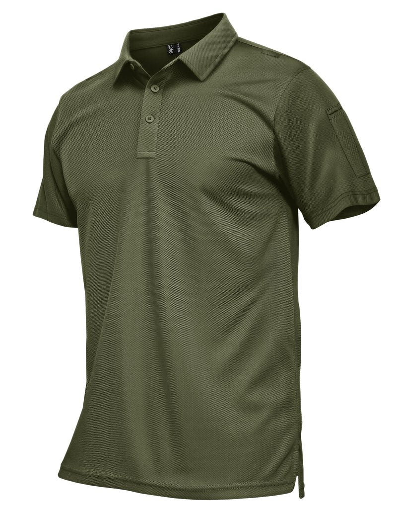 MAGCOMSEN Men's Polo Shirts Short Sleeve Quick Dry Performance Collared Shirts UPF 50+ Tactical Work Golf Polos Army Green