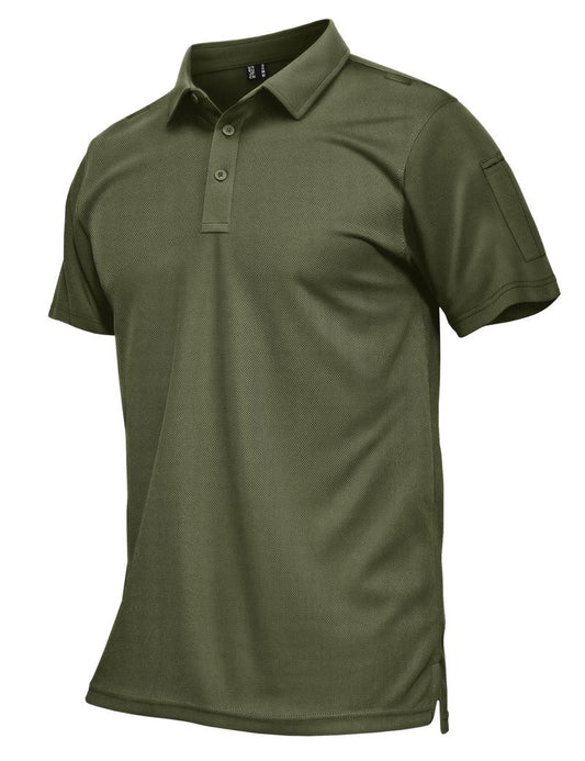 MAGCOMSEN Men's Polo Shirts Short Sleeve Quick Dry Performance Collared Shirts UPF 50+ Tactical Work Golf Polos Army Green
