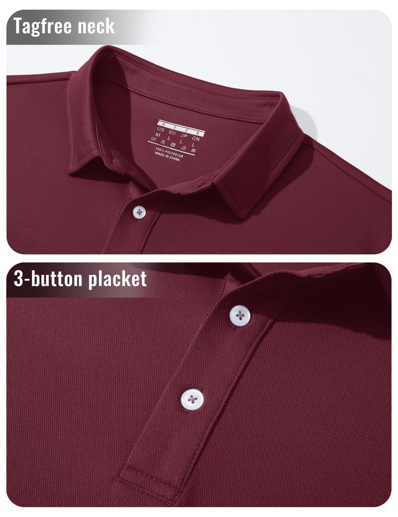 MAGCOMSEN Men's Polo Shirts Long Sleeve Casual Collared Golf Shirts Dry Fit Lightweight Performance Moisture Wicking Work Polos