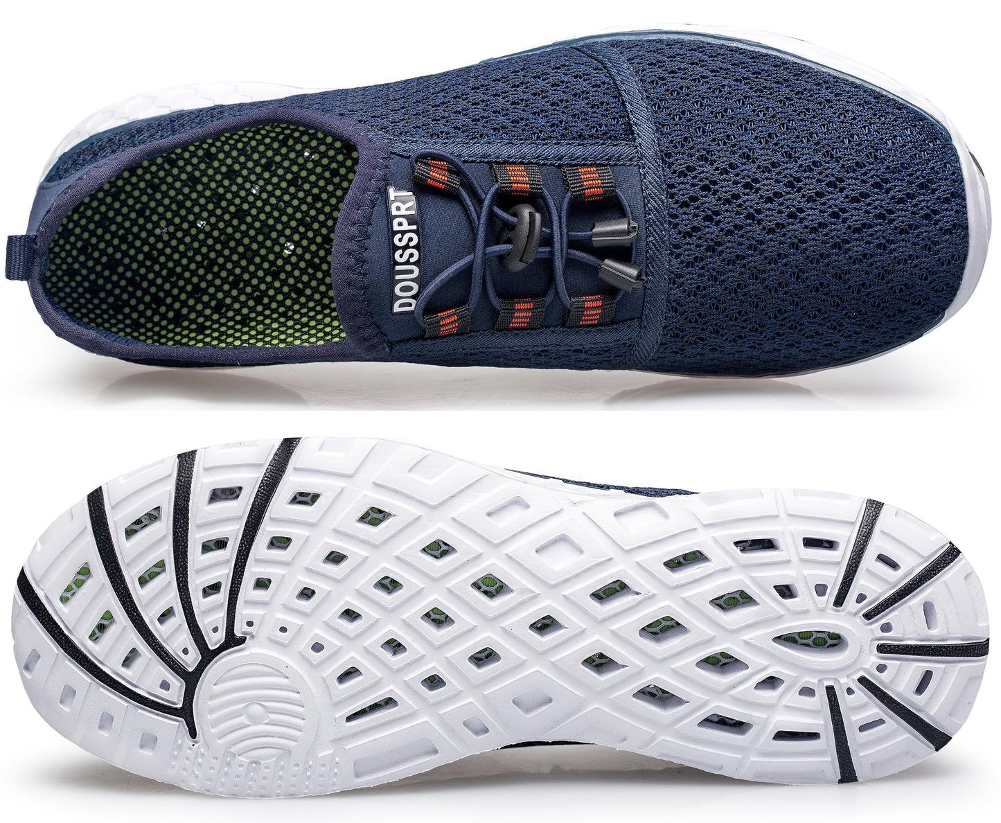 DOUSSPRT Men's Water Shoes Quick Drying Sports Aqua Shoes BlueWhite Size 12.5