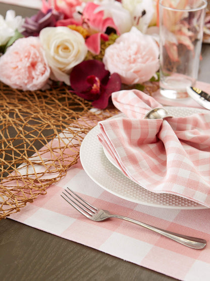 DII Gingham Check Tabletop Collection, Pink, Placemat Set