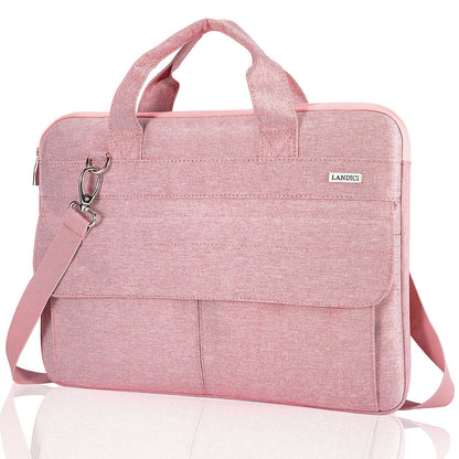 LANDICI Laptop Bag Case 15 15.6 Inch, Waterproof Computer Sleeve Cover with Shoulder Strap, Slim Briefcase for MacBook Pro 15/16 M3 M2 M1, MacBook Air 15,15-16" HP Lenovo Dell Asus Acer for Women,Pink