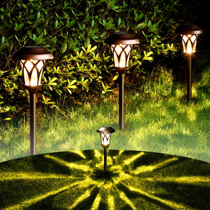 GIGALUMI 6 Pack, Solar Landscape Lights Warm White, Super Bright High Lumen Waterproof Metal Automatic Solar Pathway Yard Lights for Path, Garden, Lawn, Patio and Walkway