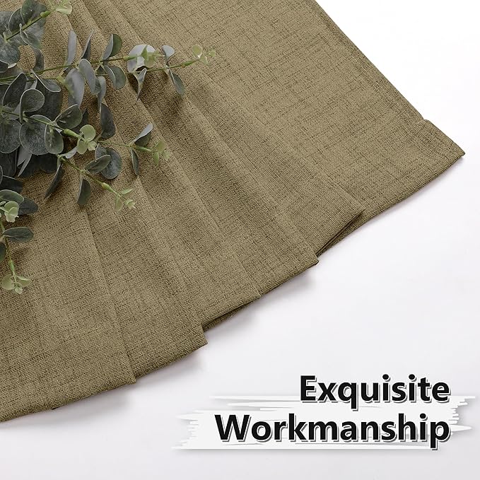 Tollpiz Linen Curtain Living Room Rod Pocket Semi Sheer Curtains Burlap Light Filtering Thick Linen Drape for Bedroom, 54 x 72 inches Long, Taupe, Set of 2 Panels