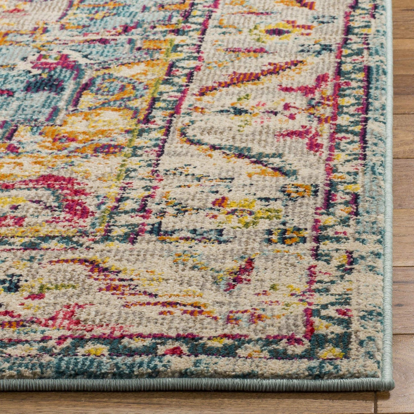 SAFAVIEH Area Rug 8x10 - Phoenix Collection - Large - Turquoise & Beige, Boho Oriental Medallion Design, Non-Shedding & Easy Cleaning, Ideal for Living Room, Bedroom, Office, Dining Space (PHX153K)