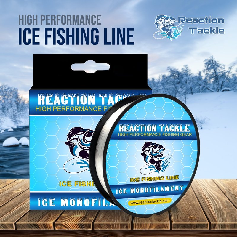 Reaction Tackle Ice Monofilament – Ice Fishing Mono Line, Tip-Up Line - Hi Vis Green - 6LB / 1000yds