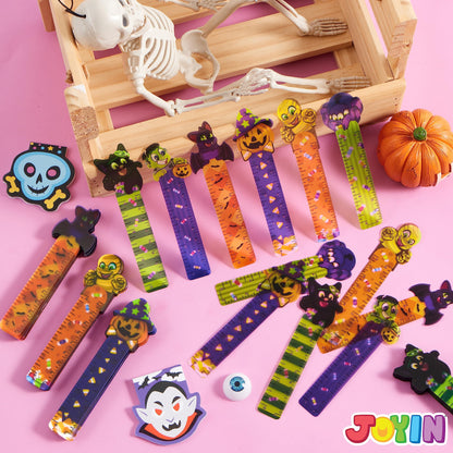 JOYIN 144 PCS Halloween Bookmark Rulers Party Favor Pack (6 Designs) with Halloween Themed Prints for Holiday Decorations, Goodies, Classroom Rewards, Goodie Bag Stuffer and Kids Trick or Treat Prizes