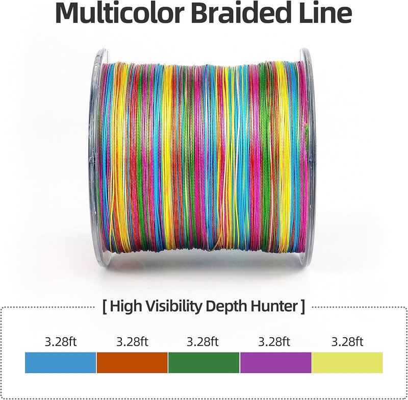 RUNCL 8 Strands Braided Fishing Line - High Visibility, Super Strong & Abrasion Resistant | 328yds to 1093yds, 12lb to 100lb
