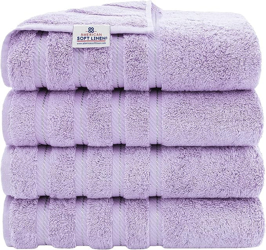 American Soft Linen Luxury 4 Piece Bath Towel Set, 600 GSM 100% Cotton Turkish
